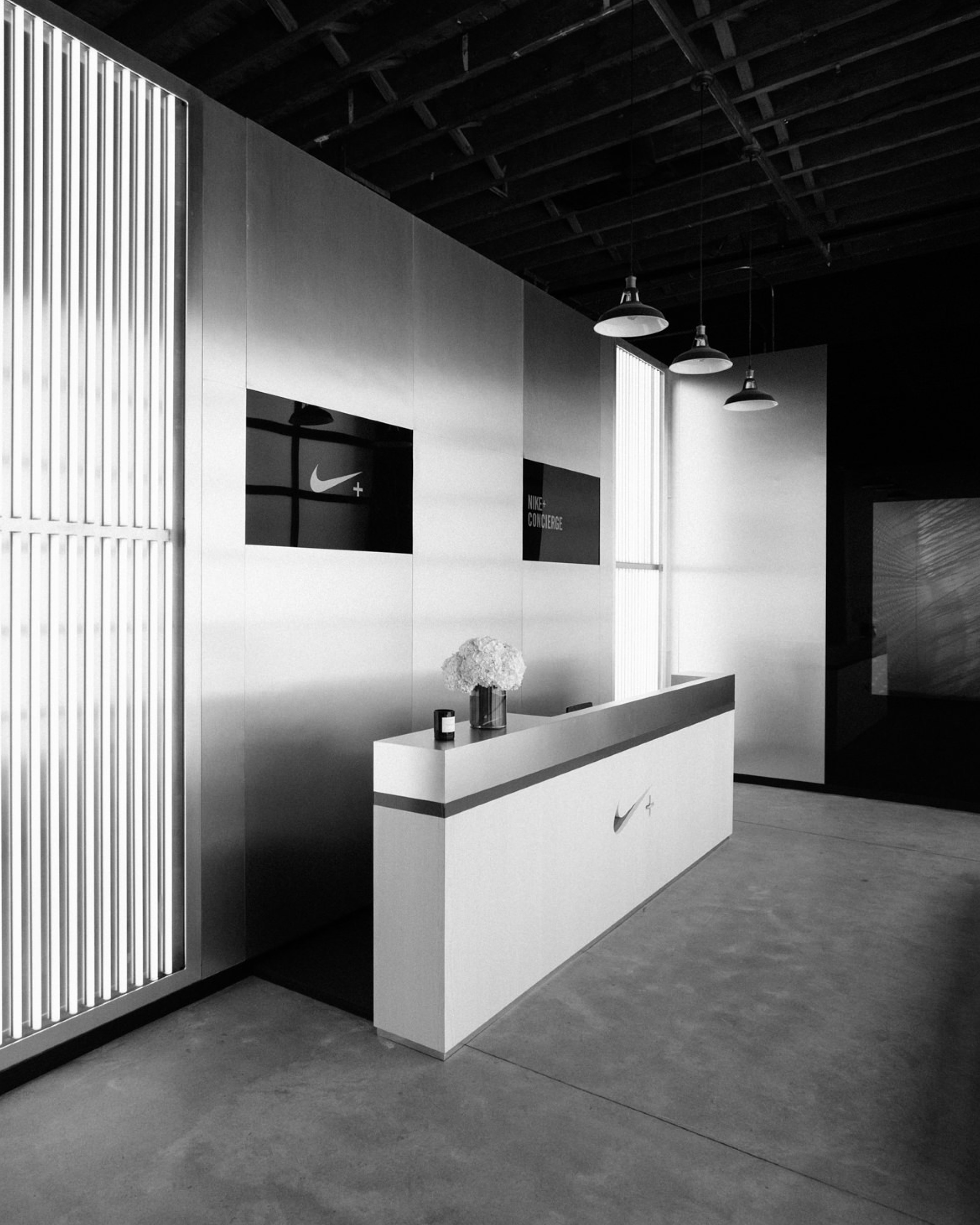 Gym Front Desk at Nike Studio 45 experiential design by WØRKS